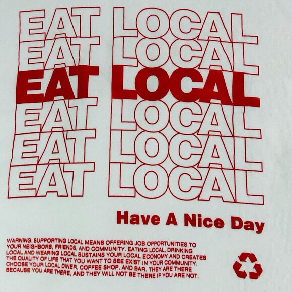 Eat Local American Apparel White F496 Fleece Sweatshirt Sz Xs - Picture 2 of 6